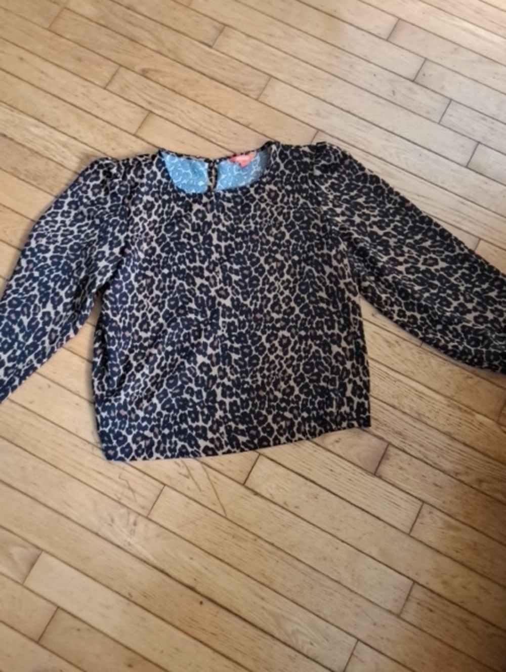 Joe Fresh Leopard Print Long Sleeve Top - Black & Brown